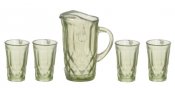 Pticher with 4 glasses green