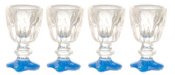 Wineglasses, set of four, blue foot