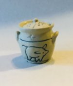 Jar with lid - handpainted pig