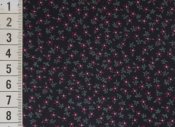Fabric, black with red flowers